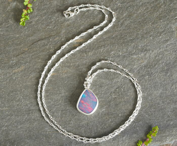Australian Opal Doublet Necklace In Sterling Silver, 3 of 4