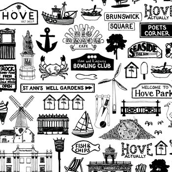 Hove Illustrated Black And White Print, 5 of 7