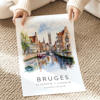 Bruges Travel Destination Art Print Gift, 3 of 7