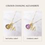 18ct Gold Plated Alexandrite Crystal Initial Necklace, thumbnail 3 of 7