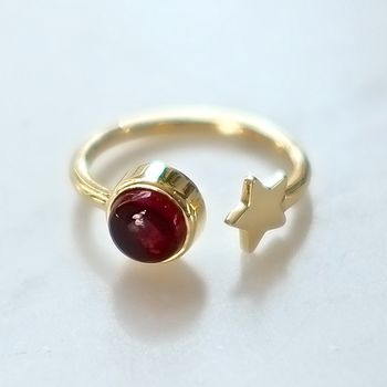 Gold Plated Star And Birthstone Adjustable Ring, 2 of 10
