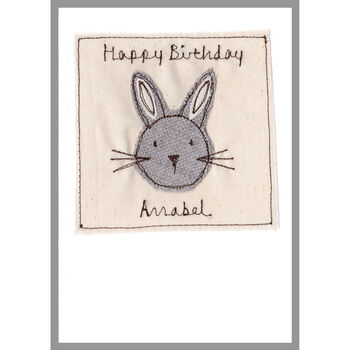 Personalised Rabbit New Baby Girl Or 1st Birthday Card, 2 of 12
