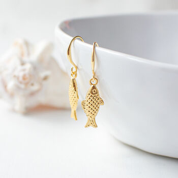 Gold Plated Fish Earrings, 4 of 6