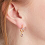 Purple Amethyst Dangle Gold And Silver Hoop Studs, thumbnail 3 of 10