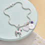Horse Charm Bracelet With Birthstones And Initial, thumbnail 2 of 8