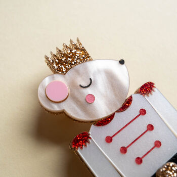 The Mouse King Nutcracker Christmas Brooch, 2 of 9