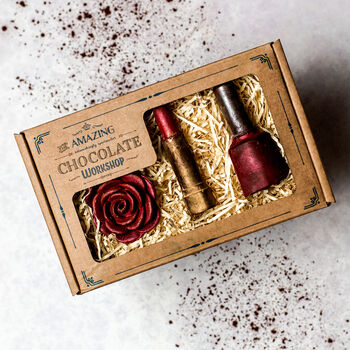 Chocolate Lipstick, Nail Varnish And Rose Gift Box, 6 of 11