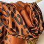 Animal Print Scarf With Ombré Border In Burnt Orange, thumbnail 2 of 4