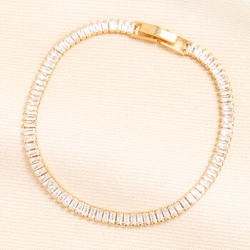 Baguette Crystal Tennis Bracelet In Gold Plating, 2 of 4