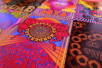 Wonderland Psychedelic Retro Poster Print Artwork, 3 of 4