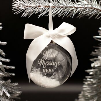 Round Glass Any Message / Text Christmas Tree Bauble, 2 of 6