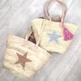 Hand Woven Star Beach Basket With Tassel, thumbnail 2 of 5