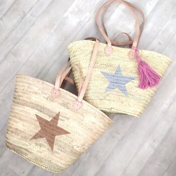 Hand Woven Star Beach Basket With Tassel, 2 of 5