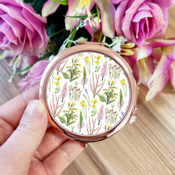 Wildflowers Rose Gold Compact Mirror, 3 of 9