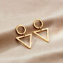 Textured Triangle Charm Stud Earrings, thumbnail 4 of 6
