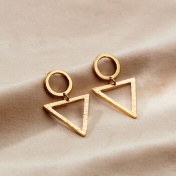 Textured Triangle Charm Stud Earrings, 4 of 6