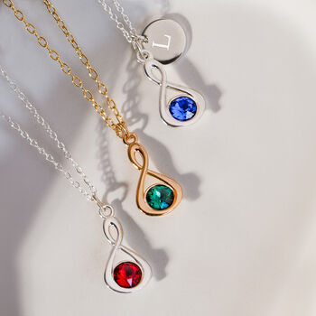 Sterling Silver Infinity Ring Birthstone Necklace, 2 of 12