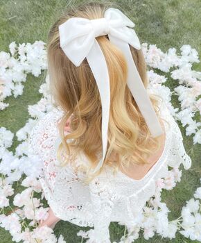 Flower Girl Hair Bow Barrette / Fable Ivory, 4 of 4