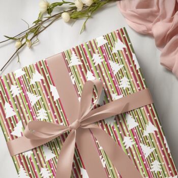 Luxury Striped Christmas Tree Gift Wrapping Paper, Superior Thickness, 8 of 9