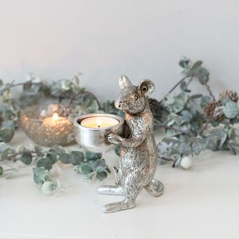 Pair Of Silver Mice Tealight Holders, 2 of 5