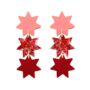 Triple Star Dangle Earrings In Red, thumbnail 1 of 3