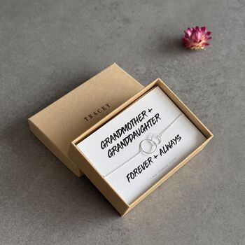 Grandmother And Granddaughter Sterling Silver Linked Ring Bracelet, 6 of 6