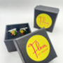Goth Black Cufflinks Handmade With Yellow Flowers, thumbnail 10 of 10