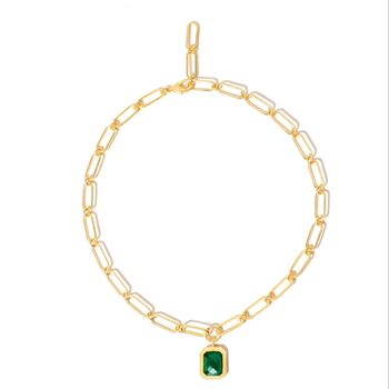 Paperclip Chain Rectangular Green Emerald Crystal, 2 of 3