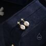 Pearl And Hydrangea Cz Flower Drop Stud Earrings, thumbnail 4 of 10