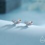 Internally Threaded Cz Flower Flat Back Earrings In Sterling Silver, thumbnail 1 of 12