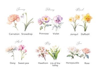 Delicate Family Birth Flower Print, 4 of 6