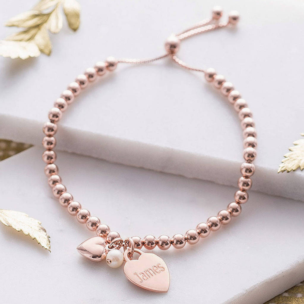 personalised rose gold ball slider bracelet by ...