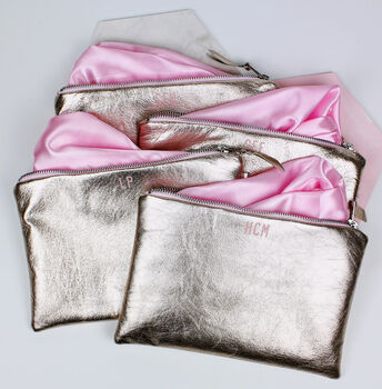 Bridesmaids Champagne Leather Clutch Bag Set Of Four, 7 of 10