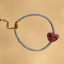 Delicate Blue Bead And Pink Heart Bracelet, thumbnail 1 of 6