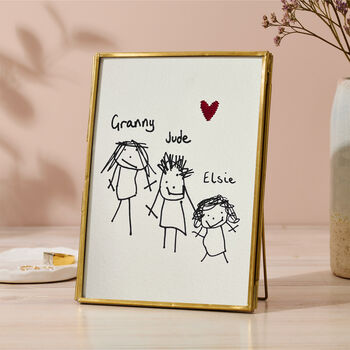 Personalised Children's Drawing Framed Picture With Stitch Heart, 2 of 4