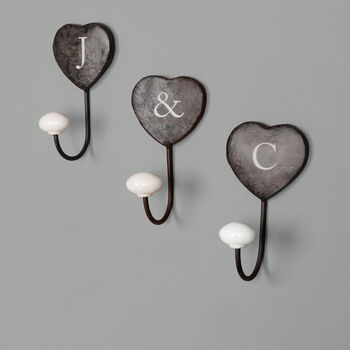 Set Of Three Personalised Heart Wall Hooks, 2 of 5