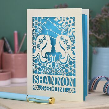 Personalised Gemini Birthday Card, 4 of 7
