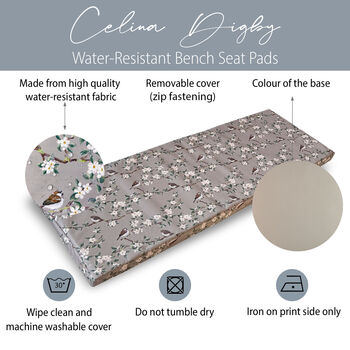 Orchard Taupe Water Resistant Garden Bench Seat Pad, 2 of 3
