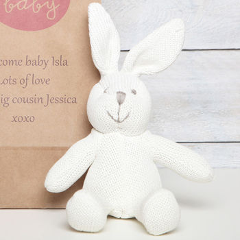 Organic Bunny Rabbit With Personalised Gift Bag, 2 of 3