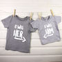 It Was Him! / It Was Her! Sibling Rivalry T Shirt Set, thumbnail 1 of 4