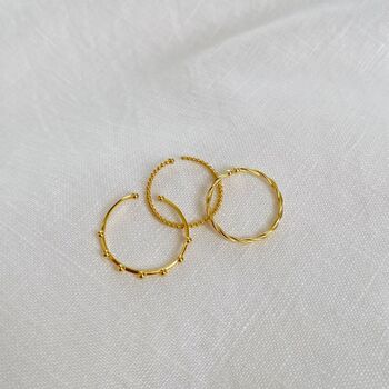 Skinny Layering Adjustable Rings Gold Plated 925 Silver, 12 of 12