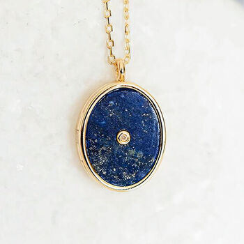 Personalised Gold Plated Sterling Silver Lapis Lazuli Locket, 4 of 10