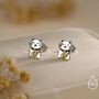 Sterling Silver Japanese Maneki Neko Cat Stud Earrings, thumbnail 1 of 10