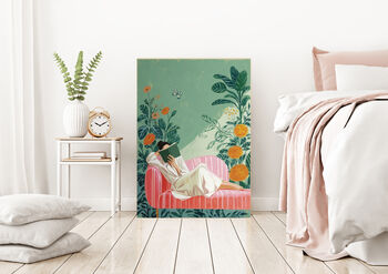 Female Book Reading Art Print, 4 of 4