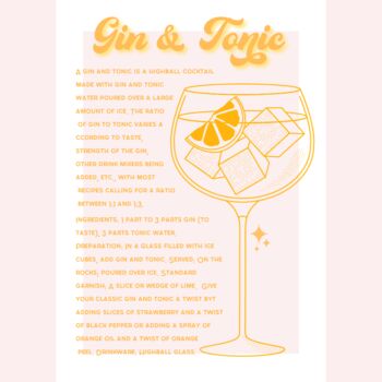 Gin And Tonic Cocktail Print, 2 of 2