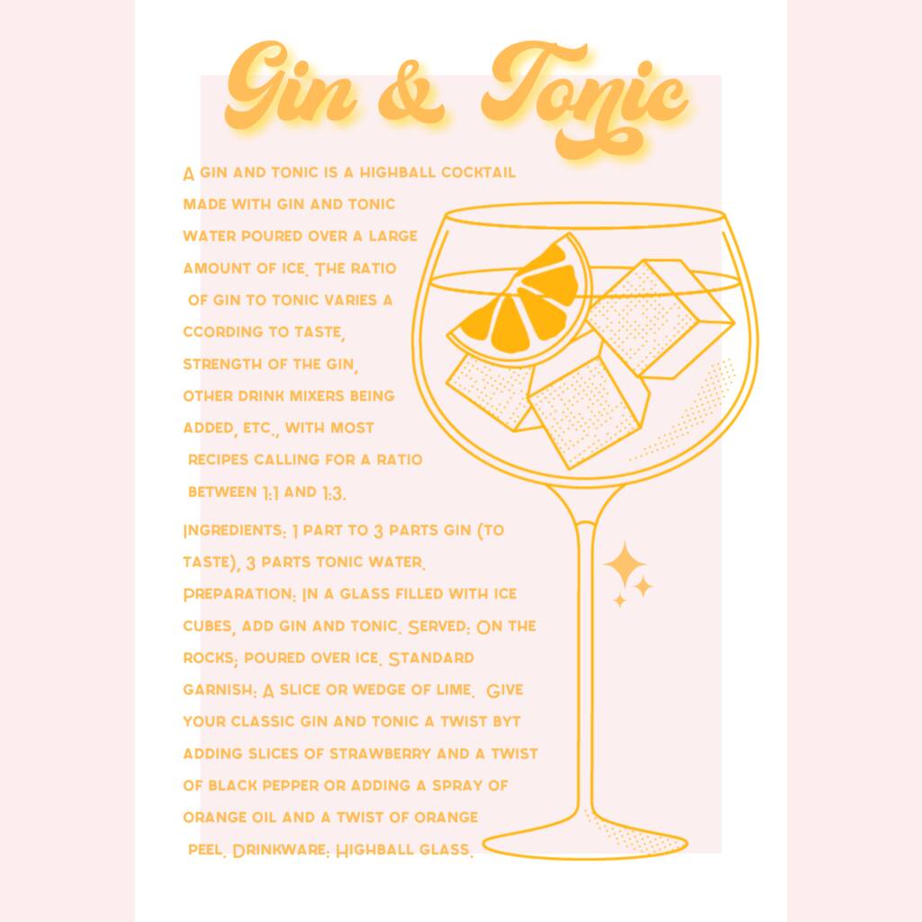 Gin And Tonic Cocktail Print By Moo & May Studio