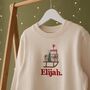 Personalised Children's Christmas Jumper Present Sleigh, thumbnail 2 of 5