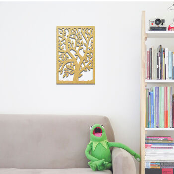 Wooden Tree Art With Leaves In Rectangular Frame, 8 of 10