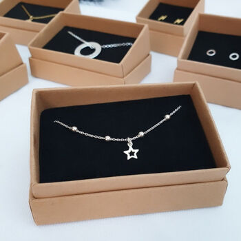 Sterling Silver Satellite Orb Star Charm Chain Anklet, 2 of 5
