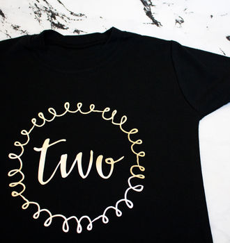 Monochrome Or Metallic Squiggle Birthday T Shirt, 2 of 5